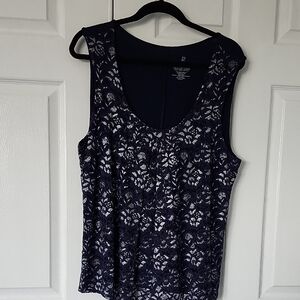 New York & Company Navy Lace Tank Top
